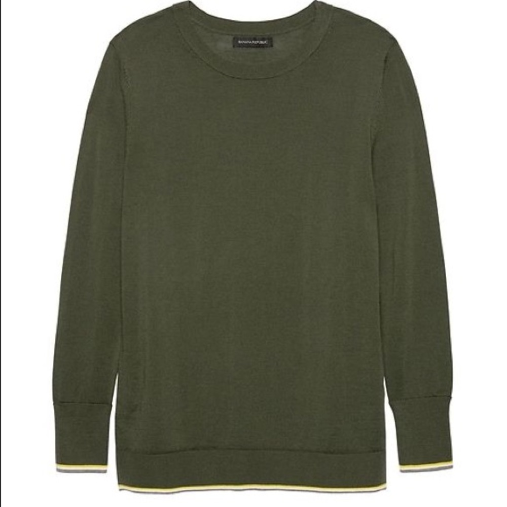 BANANA REPUBLIC Merino Crew Sweater - Olive Moss